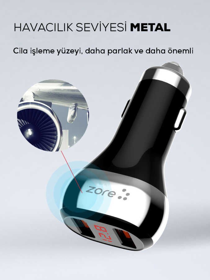 ZR-C2 Micro 2 in 1 Araç Şarj Seti Siyah