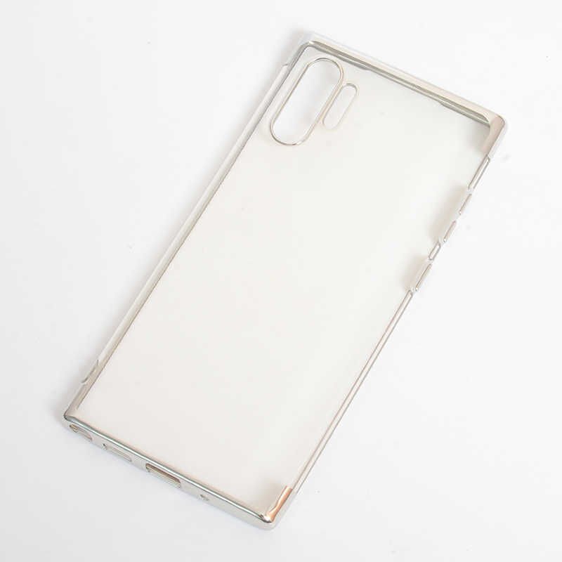 Samsung Galaxy Note 10 Plus Kılıf Dört Köşe Renkli Lazer Şeffaf Silikon Kapak (GLİTTER) Gri