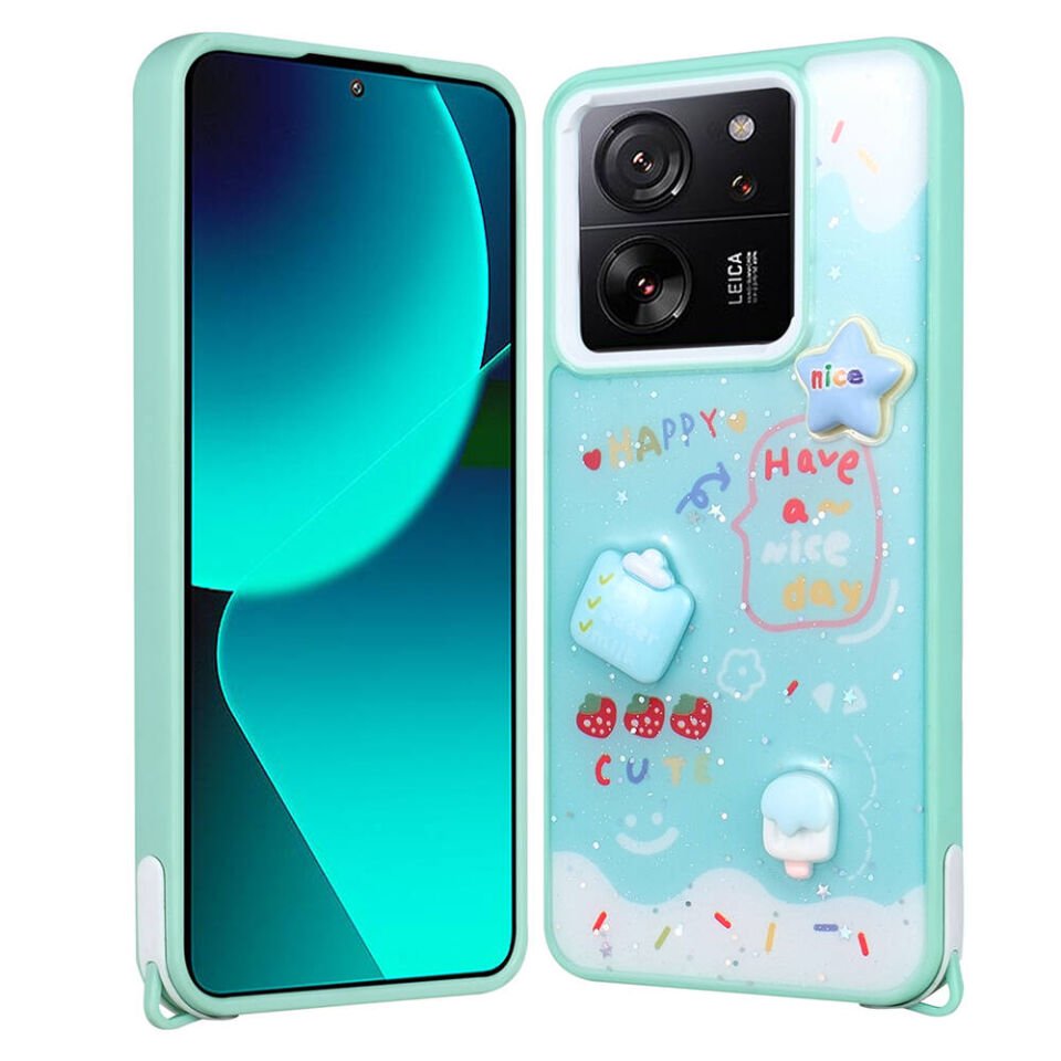 Xiaomi Mi 13T Pro Kılıf Parlayan Simli Kabartma Figürlü HEPTEKİLETİŞİM Cevze Kapak