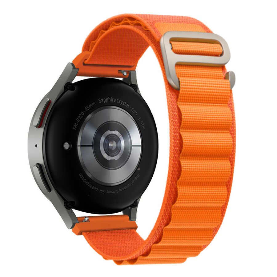 Samsung Galaxy Watch 42mm (20mm) Hasır Kordon Naylon Örgülü (KRD-74) Turuncu