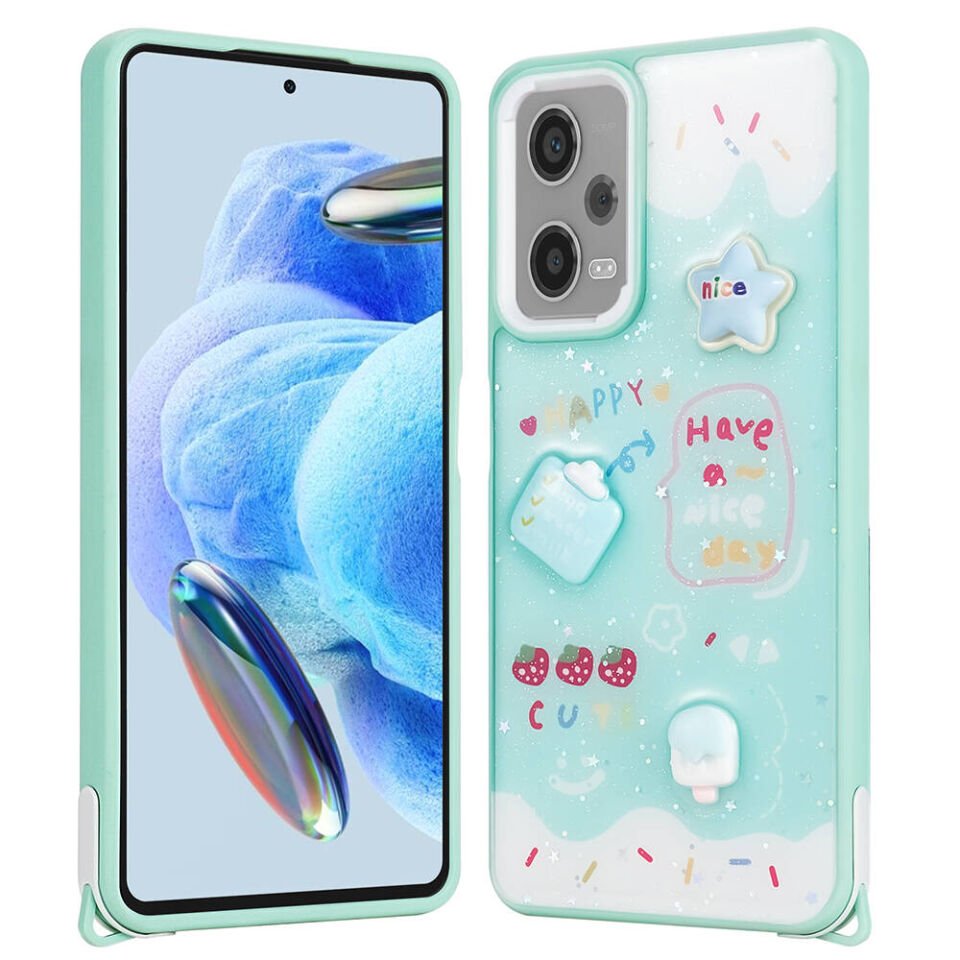 Xiaomi Redmi Note 12 Pro Plus 5G Kılıf Parlayan Simli Kabartma Figürlü HEPTEKİLETİŞİM Cevze Kapak