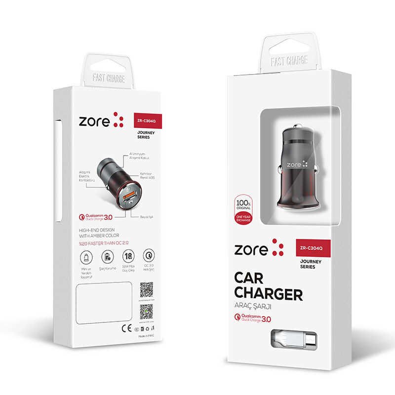 ZR-C304Q Micro Araç Şarj Seti Siyah