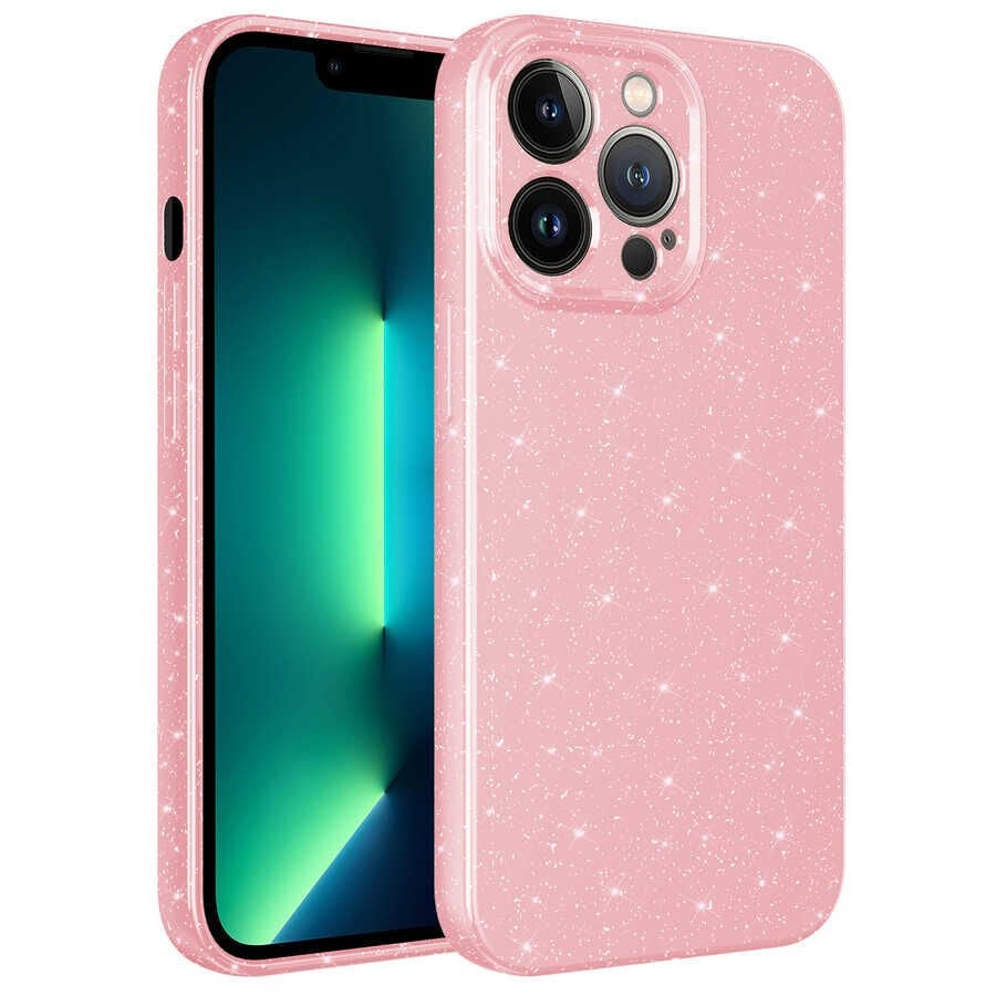 Apple iPhone 13 Pro Max Kılıf Kamera Korumalı Simli Lüks HEPTEKİLETİŞİM Koton Kapak