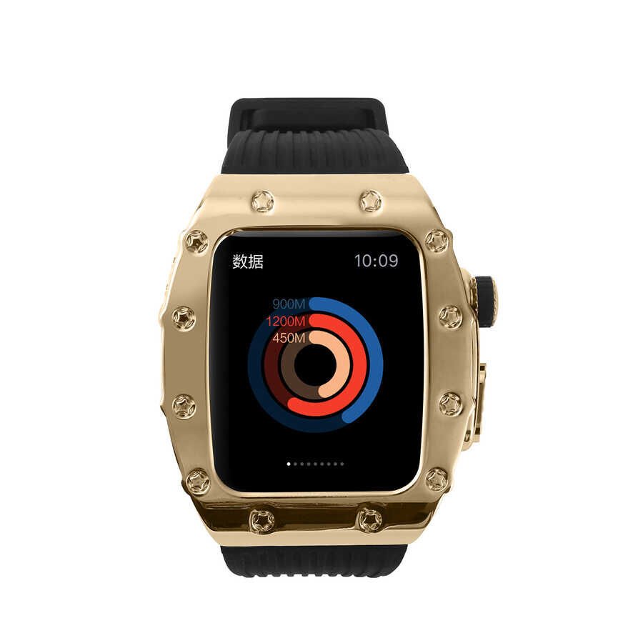 Apple Watch 2/3/4/5/6/7/8/se/ultra/nike 42mm 44mm 45mm 49mm Metal Kordon Tasarım (KRD-65) Beyaz-Rose Gold