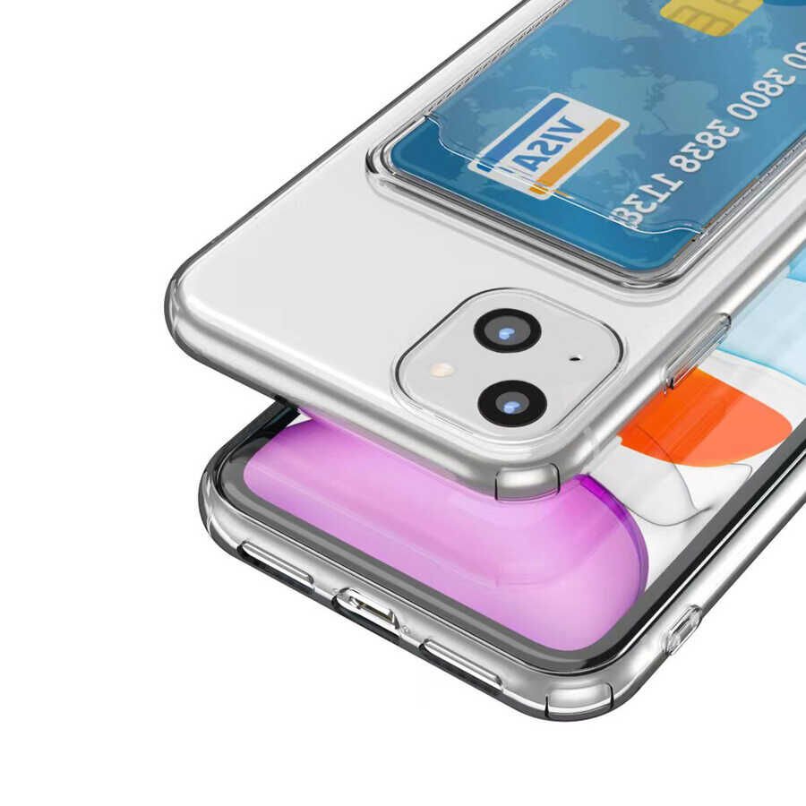 Apple iPhone 14 Kılıf Kartlıklı Şeffaf HEPTEKİLETİŞİM Setra Clear Silikon Kapak