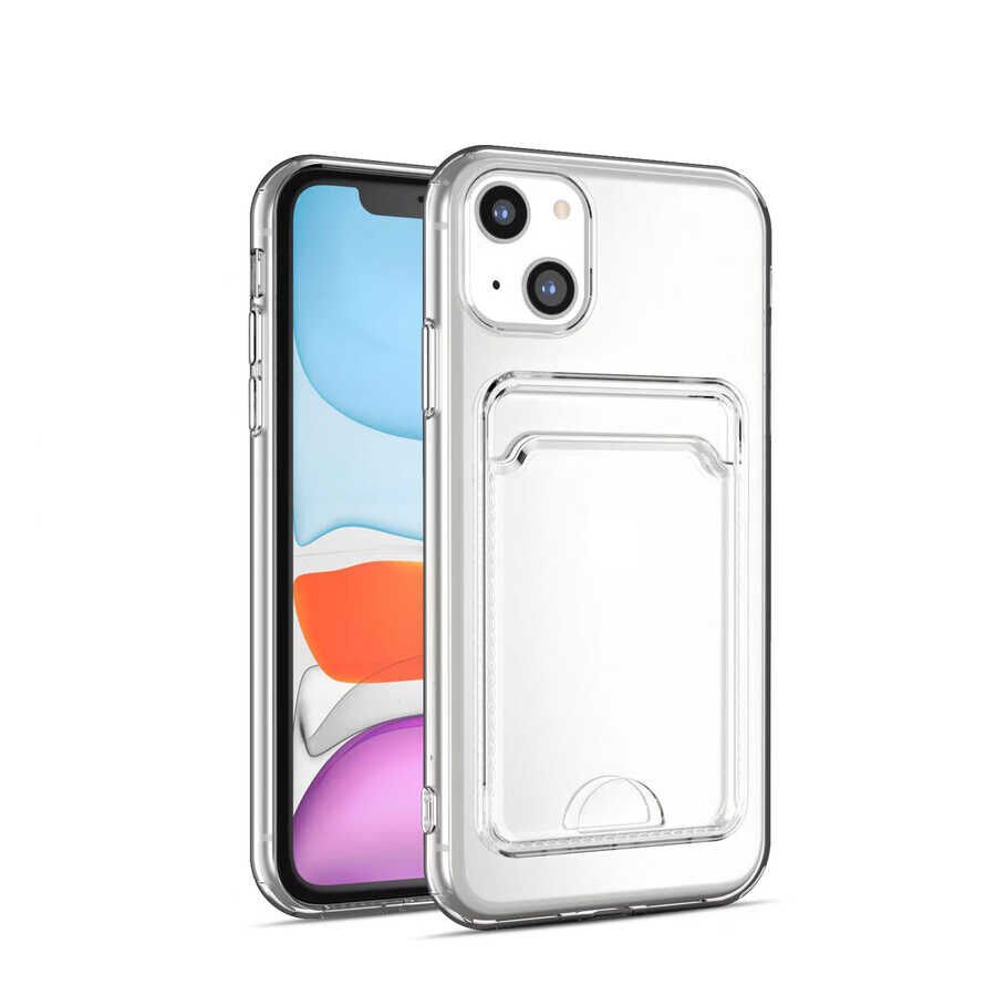 Apple iPhone 14 Kılıf Kartlıklı Şeffaf HEPTEKİLETİŞİM Setra Clear Silikon Kapak
