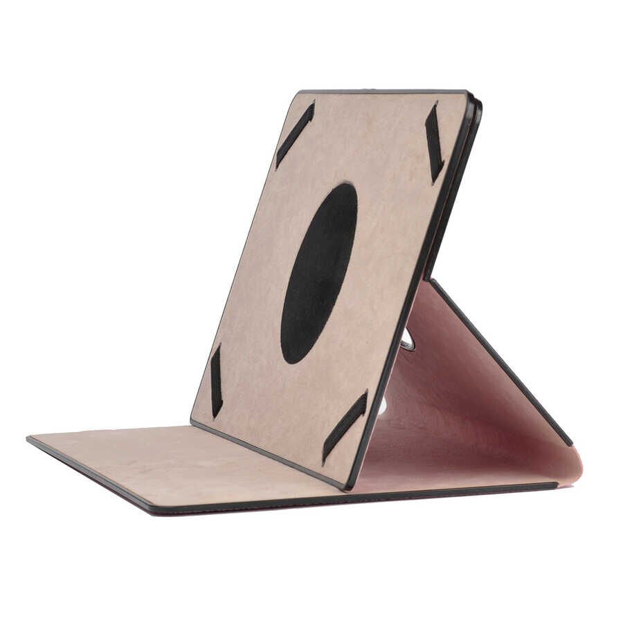 11 İnç Dönebilen Standlı Tablet Kılıf Pu Deri (11 İNÇ TÜM TABLET KILIFLARINA UYUMLU)-UNİVERSAL Rose Gold