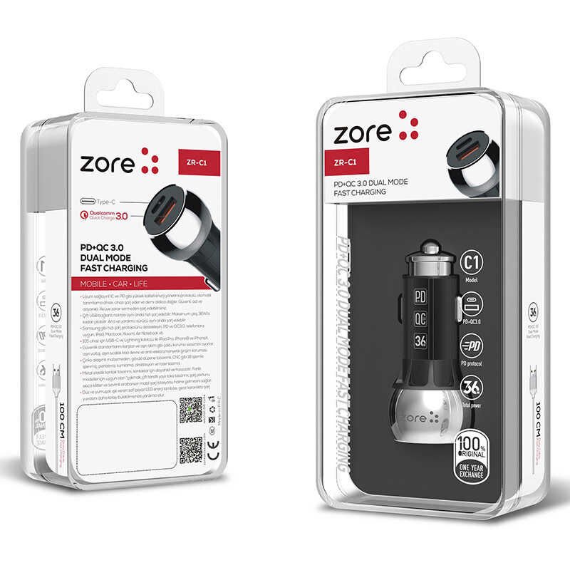 ZR-C1 Micro 2 in 1 Araç Şarj Seti Siyah