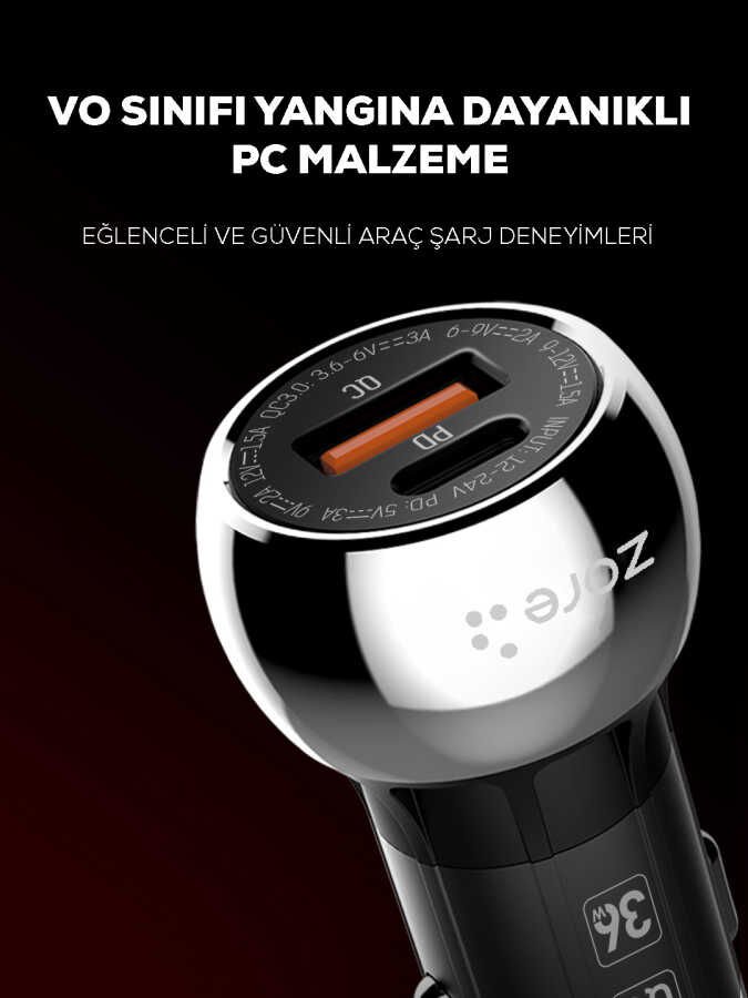 ZR-C1 Micro 2 in 1 Araç Şarj Seti Siyah