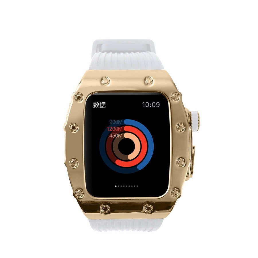 Apple Watch 2/3/4/5/6/7/8/se/ultra/nike 42mm 44mm 45mm 49mm Metal Kordon Tasarım (KRD-65) Siyah-Gümüş