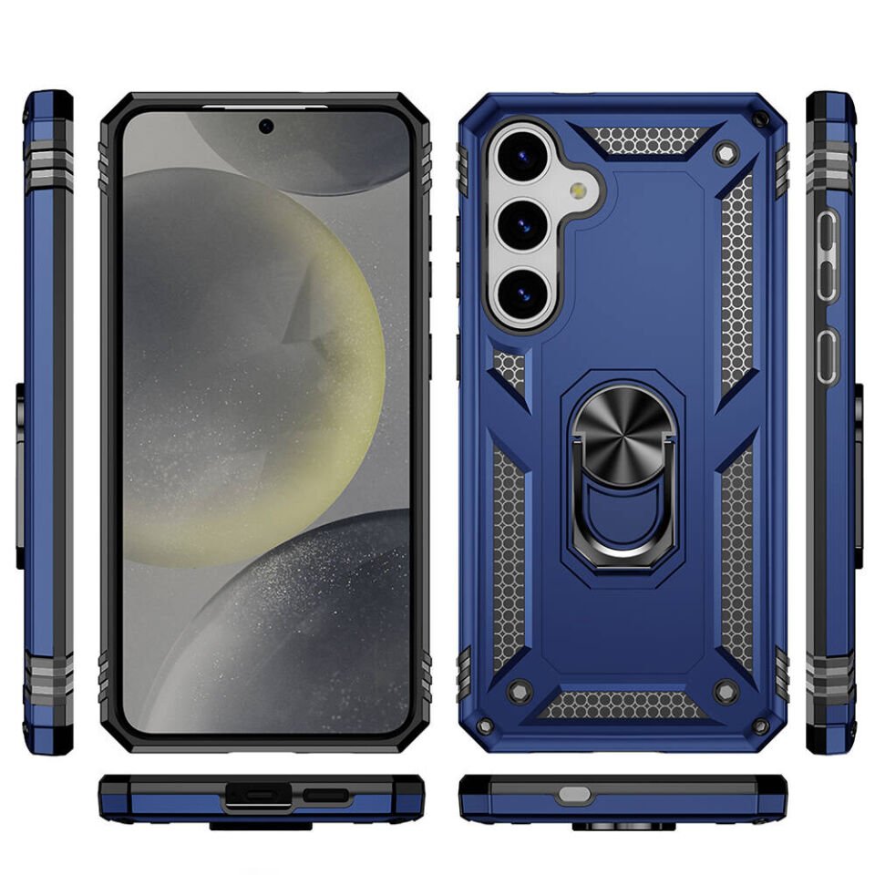 Samsung Galaxy S24 Kılıf Tank Zırh Yüzüklü Mıknatıslı Standlı Kapak (VEGA) Kırmızı