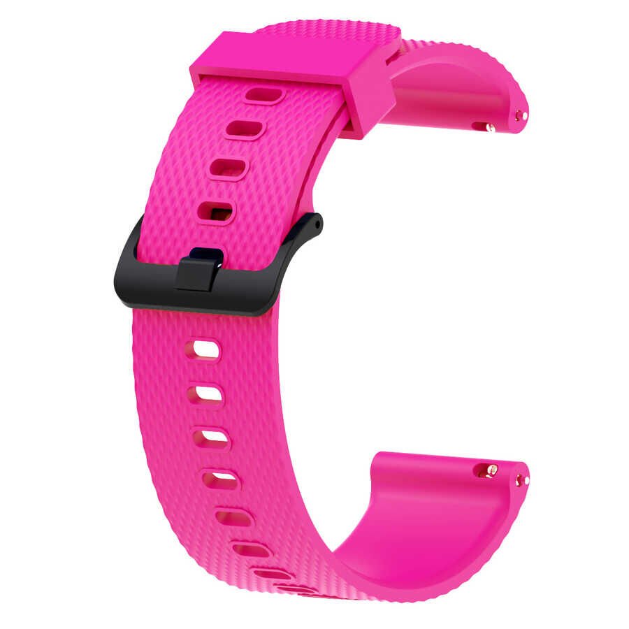 Samsung Galaxy Watch 42mm (20mm) Silikon Kordon Esnek Tasarım (KRD-46) Pembe Koyu