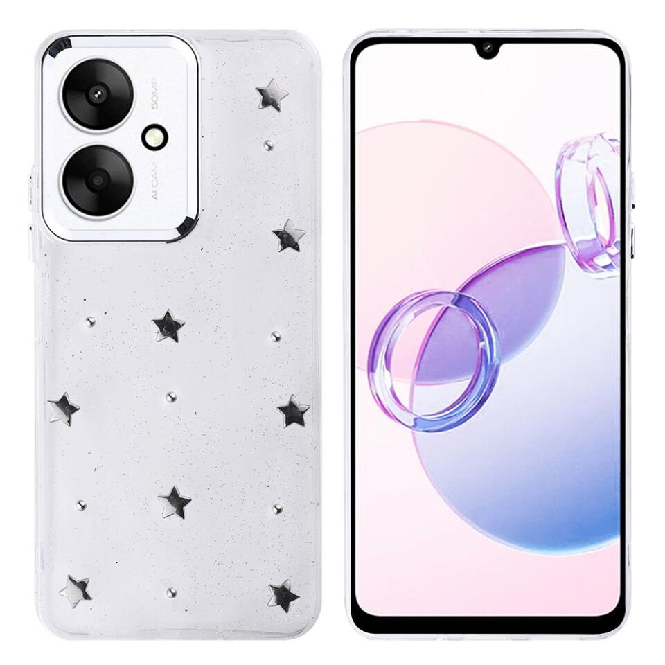 Xiaomi Poco C65 Kılıf Airbag Tasarımlı Simli Şeffaf HEPTEKİLETİŞİM Kutup Kapak
