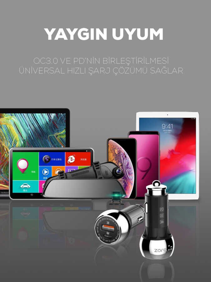 ZR-C1 Lightning 2 in 1 Araç Şarj Seti Siyah