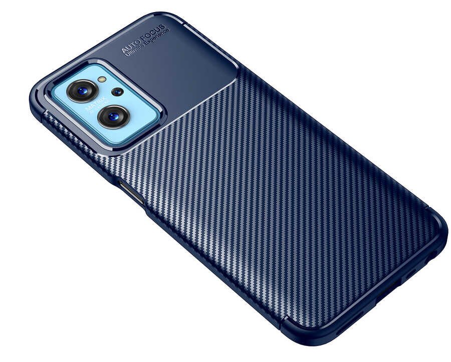 Oppo A96 4G Kılıf Kamera Çıkıntılı Karbon Fiber Dokulu Renk Atmaz Kapak (NEGRO) Lacivert