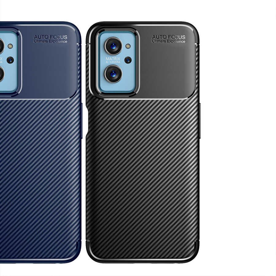Oppo A96 4G Kılıf Kamera Çıkıntılı Karbon Fiber Dokulu Renk Atmaz Kapak (NEGRO) Lacivert