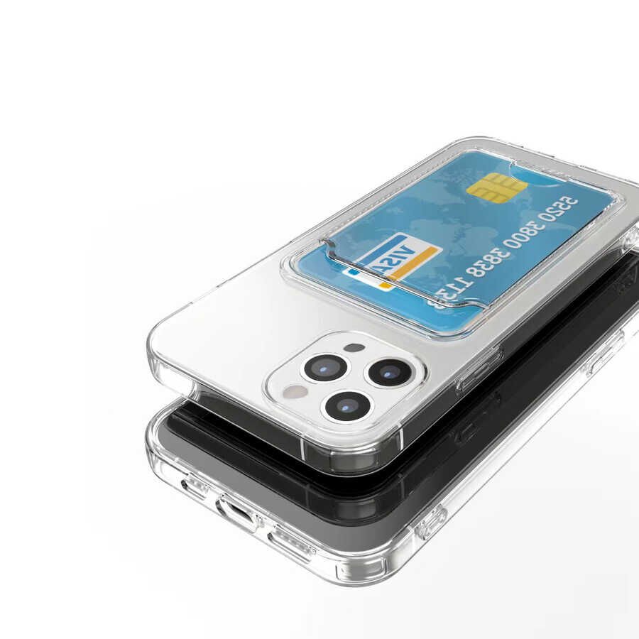 Apple iPhone 14 Pro Max Kılıf Kartlıklı Şeffaf HEPTEKİLETİŞİM Setra Clear Silikon Kapak