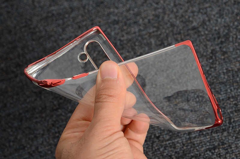 Samsung Galaxy Note 10 Kılıf Dört Köşe Renkli Lazer Şeffaf Silikon Kapak (GLİTTER) Mavi