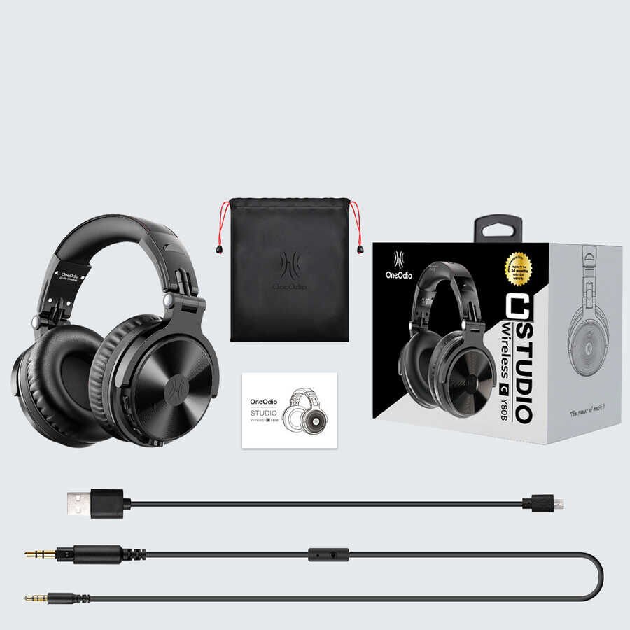 Hafif ve Portatif Kolayca Katlanıp Taşınabilir Dizayn (Oneodio Pro C Bluetooth Kulaklık) Siyah