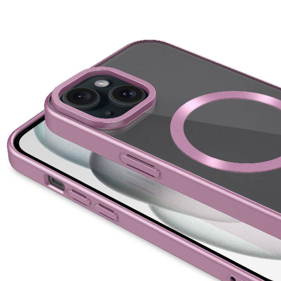 Apple iPhone 15 Plus Kılıf Mat Tasarımlı Magsafe Wireless Şarj Özellikli Kapak (Mat Setro) Siyah