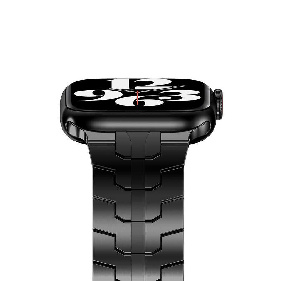 Apple Watch 2/3/4/5/6/7/8/se/ultra/nike 42mm 44mm 45mm 49mm Metal Kordon Tasarım (KRD-63) Gümüş