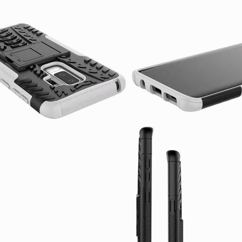Samsung Galaxy S9 Plus Kılıf Standlı Korunaklı Silikon Kapak (hibrit) Mavi