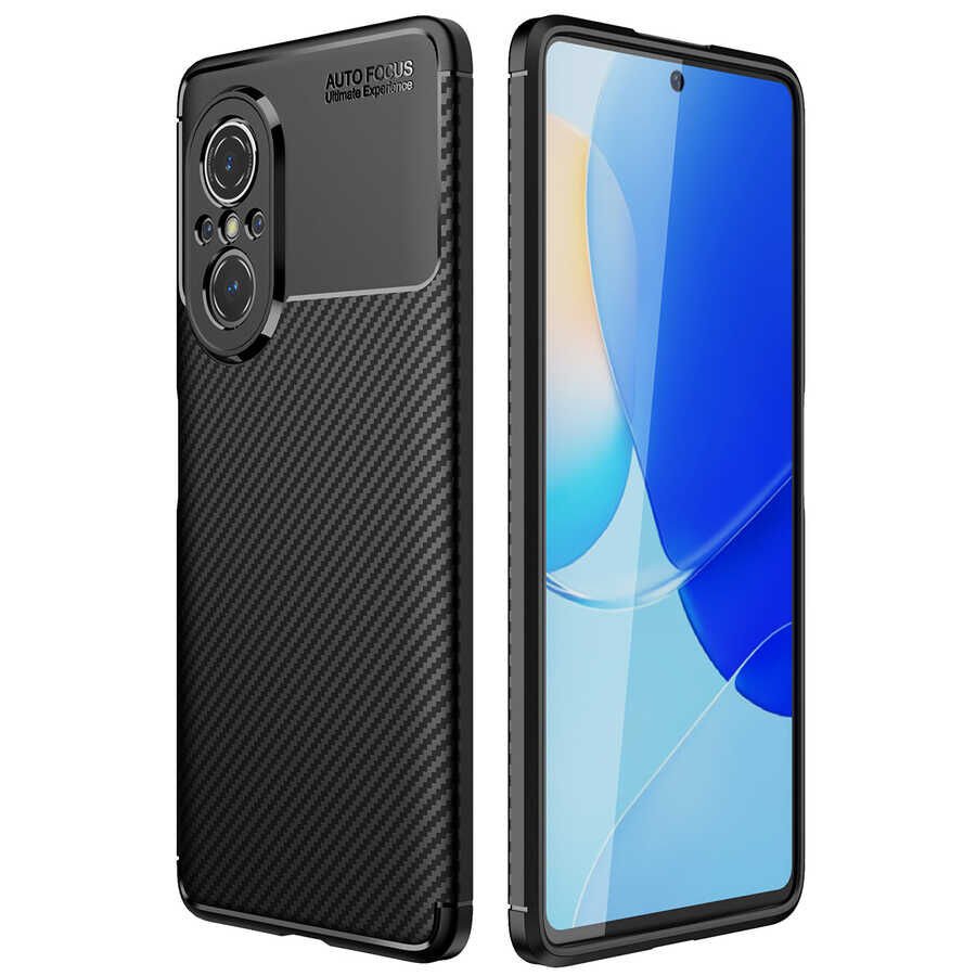 Huawei Nova 9 SE Kılıf Kamera Çıkıntılı Karbon Fiber Dokulu Renk Atmaz Kapak (NEGRO) Siyah