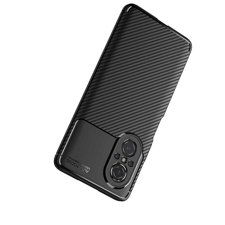 Huawei Nova 9 SE Kılıf Kamera Çıkıntılı Karbon Fiber Dokulu Renk Atmaz Kapak (NEGRO) Lacivert