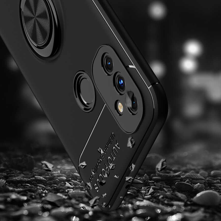 One Plus Nord N100 Kılıf Kamera Çıkıntılı Renkli Yüzüklü Standlı Mıknatıslı Kapak (RAVEL) Kırmızı