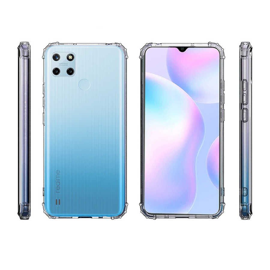 Realme C25Y Kılıf Darbe Emici Kamera Korumalı Yumuşak Esnek Şeffaf Silikon Kapak (02-ANTİ) Renksiz