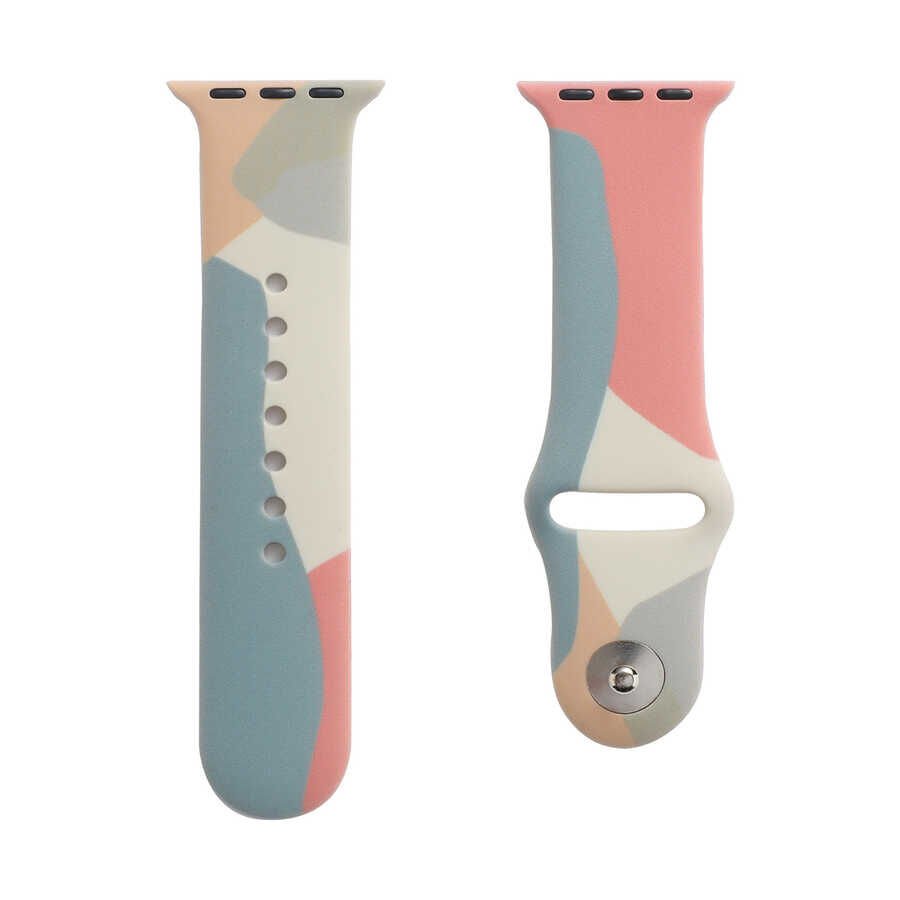 Apple Watch 2/3/4/5/6/7/8/se/nike 38mm 40mm 41mm Silikon Kordon Tasarım (KRD-62) Rouge Powder