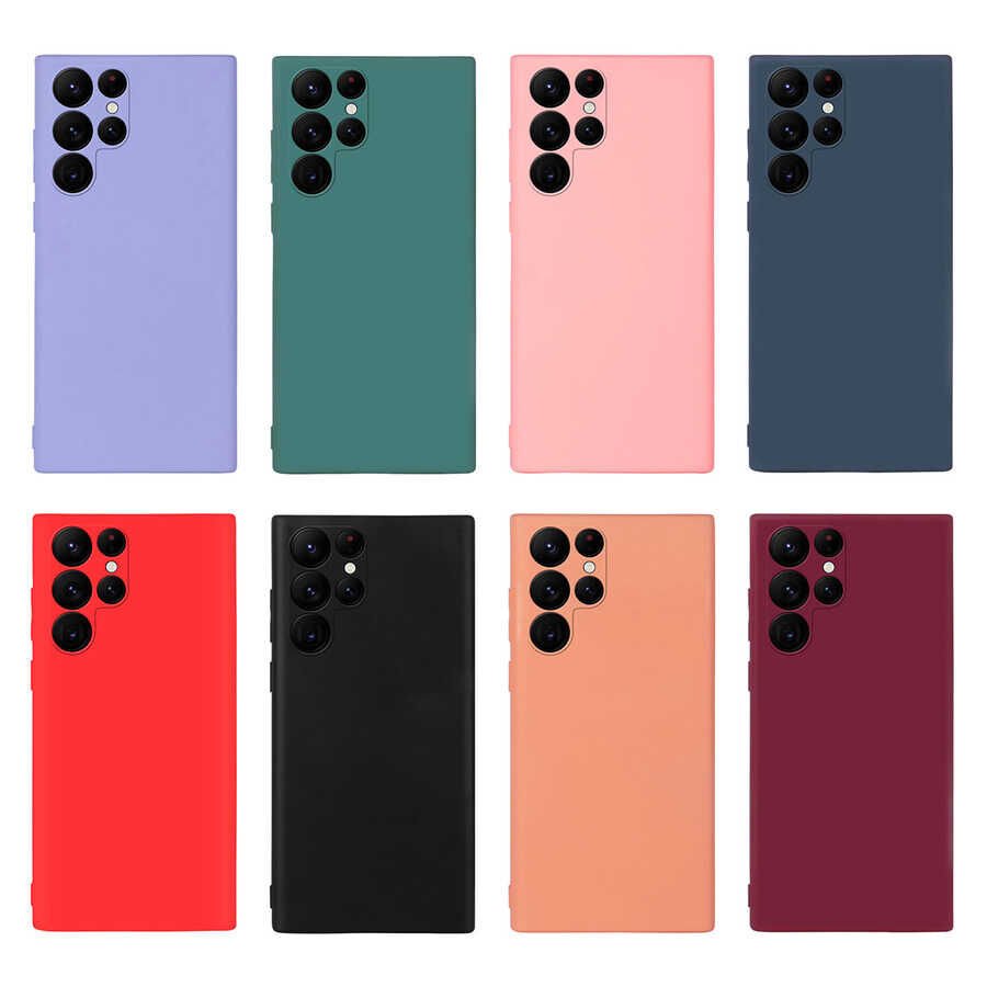 Samsung Galaxy S22 Ultra Kadife İç Yüzey Yumuşak Dokulu Kamera Korumalı İnce Kapak (MARA) Lacivert