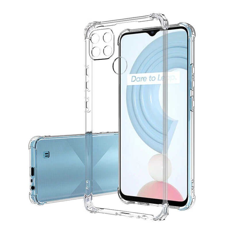 Realme C21Y Kılıf Darbe Emici Kamera Korumalı Yumuşak Esnek Şeffaf Silikon Kapak (02-ANTİ) Renksiz