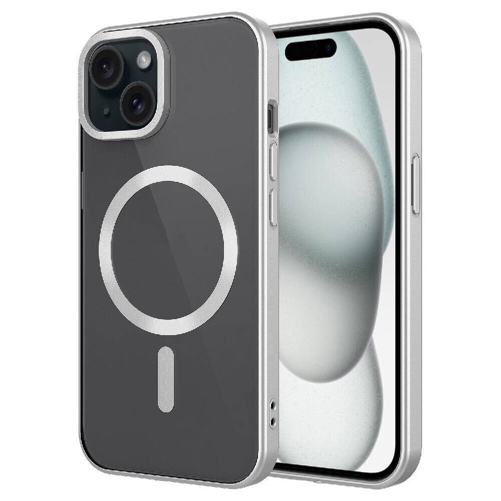 Apple iPhone 15 Plus Kılıf Mat Tasarımlı Magsafe Wireless Şarj Özellikli Kapak (Mat Setro) Titanyum