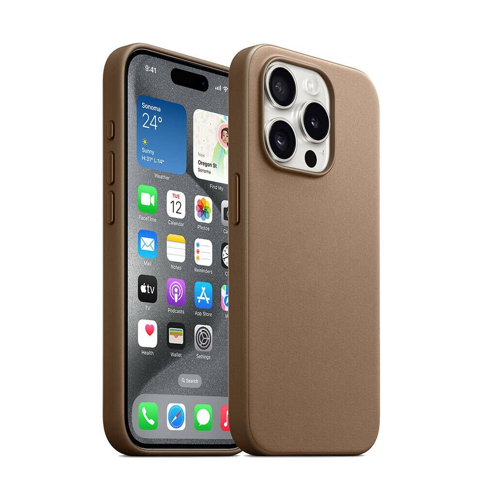 iPhone 15 Pro Max Kılıf Mikro Fiber Tam Korumalı Gösterişli ve Şık Tasarımlı Kapak (Optimal) Kahverengi