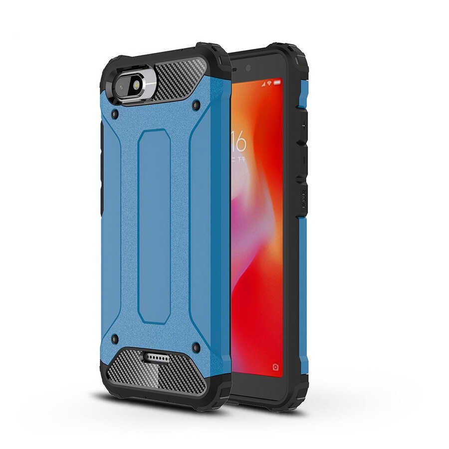 Xiaomi Redmi 6A Kılıf Armor Köşe Korumalı Çift Katman Tank Zırh Kapak (CRASH) Rose Gold