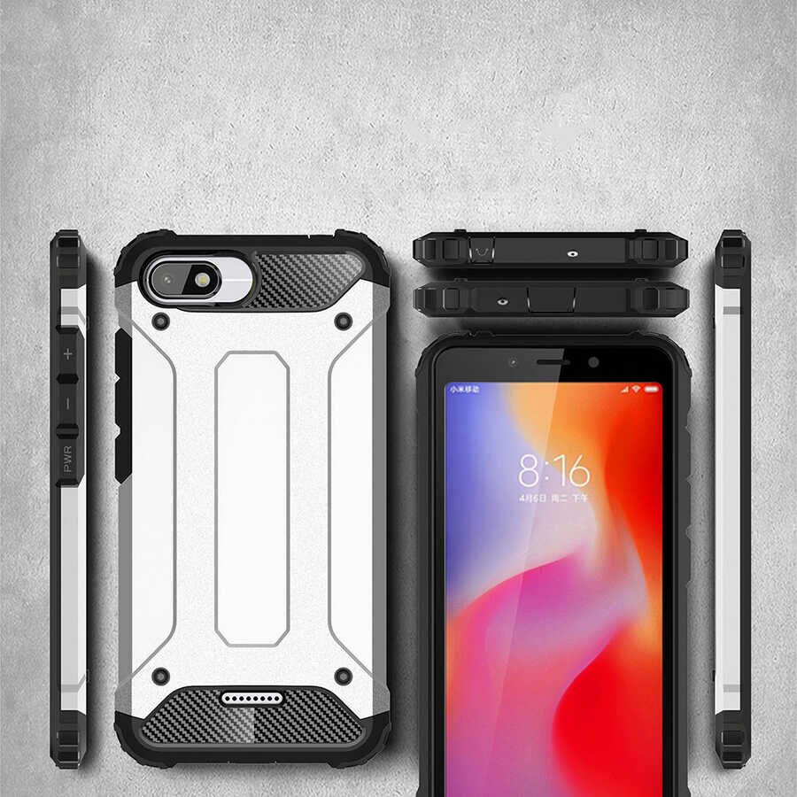 Xiaomi Redmi 6A Kılıf Armor Köşe Korumalı Çift Katman Tank Zırh Kapak (CRASH) Rose Gold