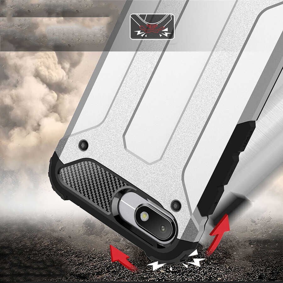 Xiaomi Redmi 6A Kılıf Armor Köşe Korumalı Çift Katman Tank Zırh Kapak (CRASH) Rose Gold