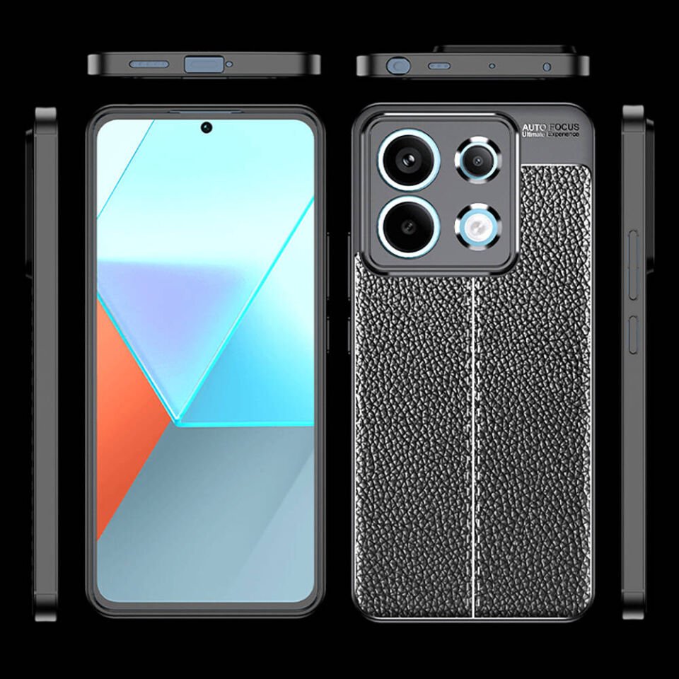Xiaomi Redmi Note 13 5G Kılıf Deri Görünümlü Renk Atmayan Dayanaklı Silikon Kapak (NİSS) Siyah
