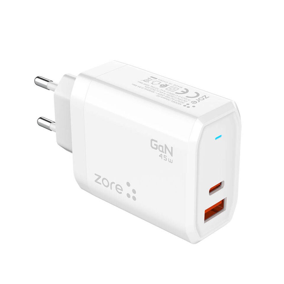 HEPTEKİLETİŞİM Always-02 GaN Tech Type-C PD4.0 USB-A QC3.0 Hızlı Şarj Özellikli Seyahat Şarj Başlığı 45W