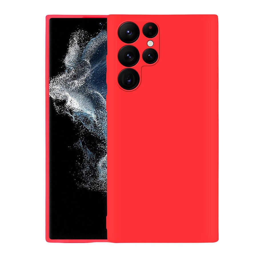 Samsung Galaxy S22 Ultra Kadife İç Yüzey Yumuşak Dokulu Kamera Korumalı İnce Kapak (MARA) Turuncu