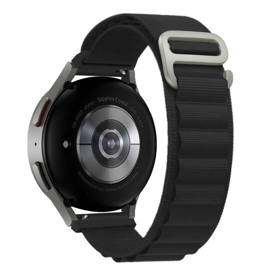 Samsung Gear S3 (22mm) Hasır Kordon Naylon Örgülü (KRD-74) Siyah