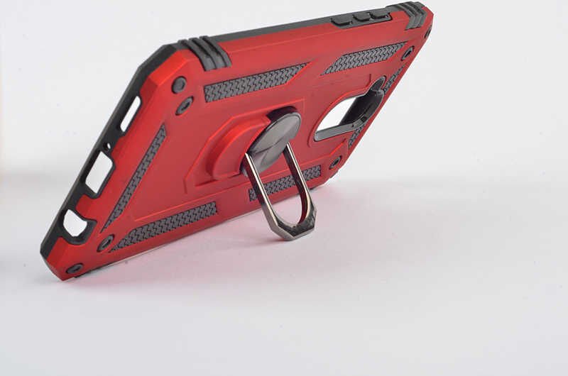 Huawei Mate 20 Lite Kılıf Tank Zırh Yüzüklü Mıknatıslı Standlı Kapak (VEGA) Kırmızı