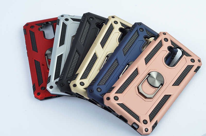 Huawei Mate 20 Lite Kılıf Tank Zırh Yüzüklü Mıknatıslı Standlı Kapak (VEGA) Kırmızı