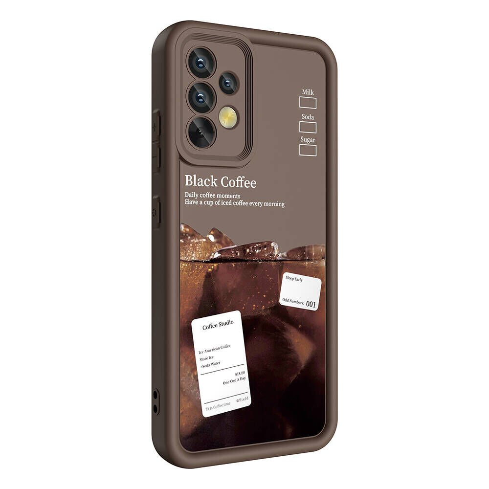 Samsung Galaxy A32 4G Kılıf Kamera Korumalı Baskılı Arka Yüzey Kapak (Klas) Koyu Kahve