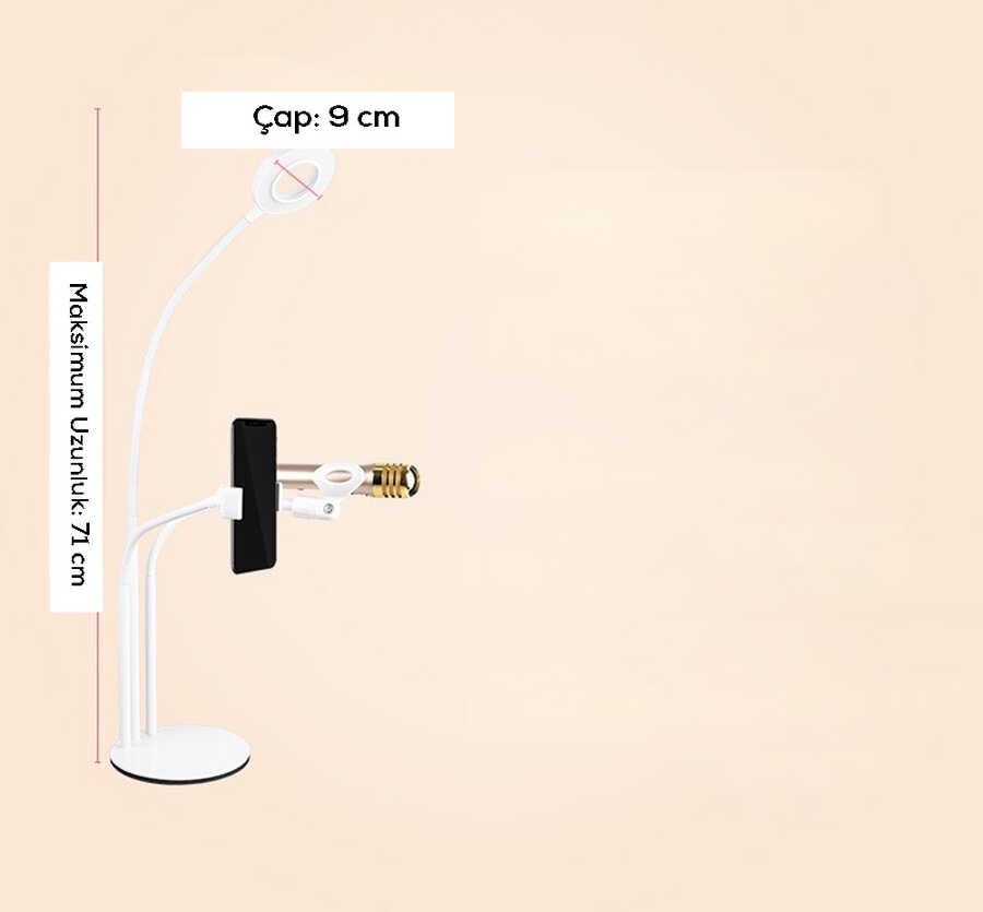 HEPTEKİLETİŞİM 3 in 1 Işıklı Telefon Tutucu Ring Light