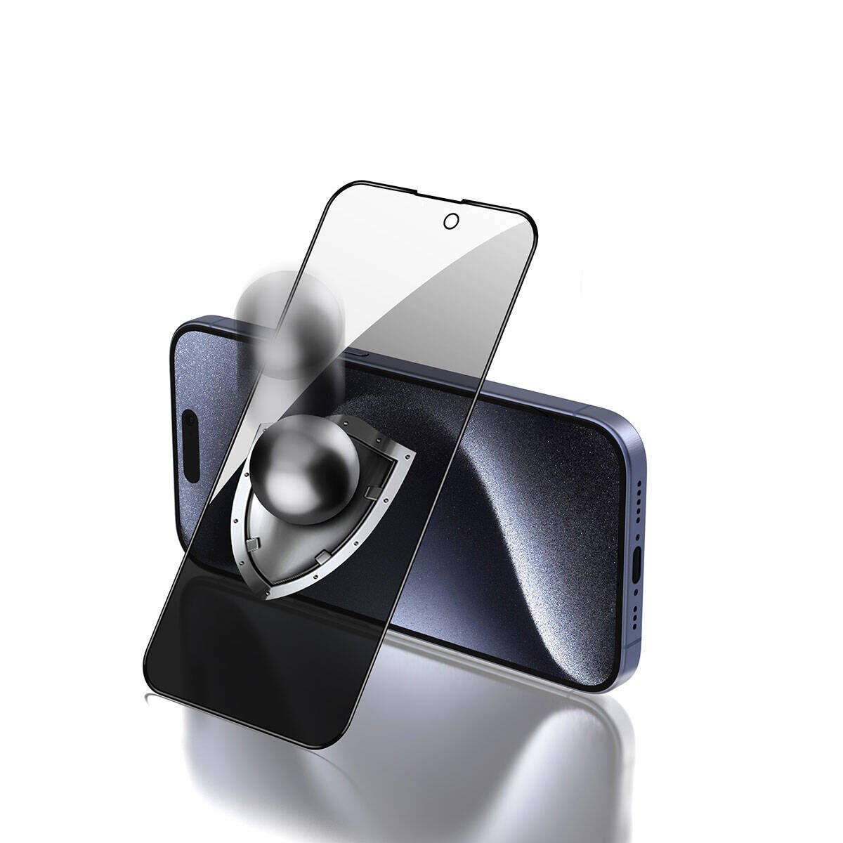 Apple iPhone 15 Pro HEPTEKİLETİŞİM Rika Premium Privacy Temperli Cam Ekran Koruyucu