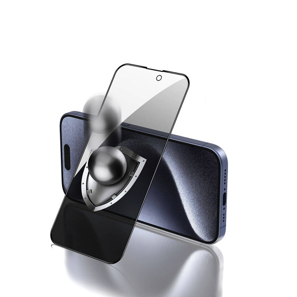 Apple iPhone 15 Pro HEPTEKİLETİŞİM Rika Premium Privacy Temperli Cam Ekran Koruyucu
