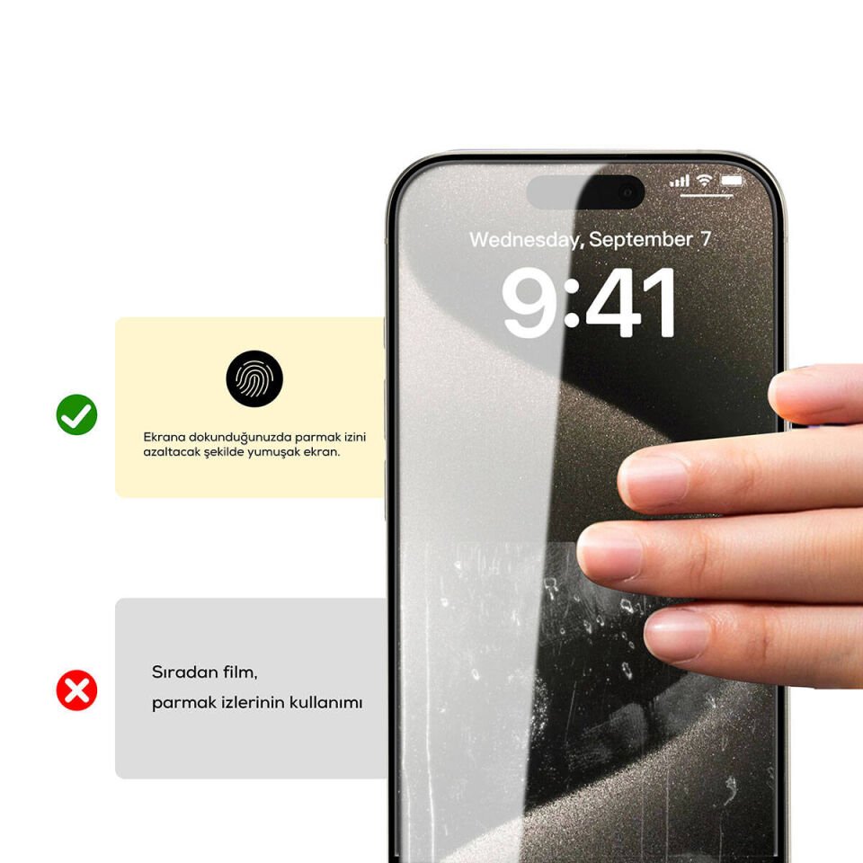 Apple iPhone 15 Pro HEPTEKİLETİŞİM Rika Premium Privacy Temperli Cam Ekran Koruyucu