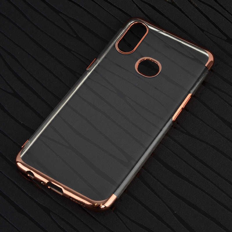 Samsung Galaxy A10S Kılıf Dört Köşe Renkli Lazer Şeffaf Silikon Kapak (GLİTTER) Gri